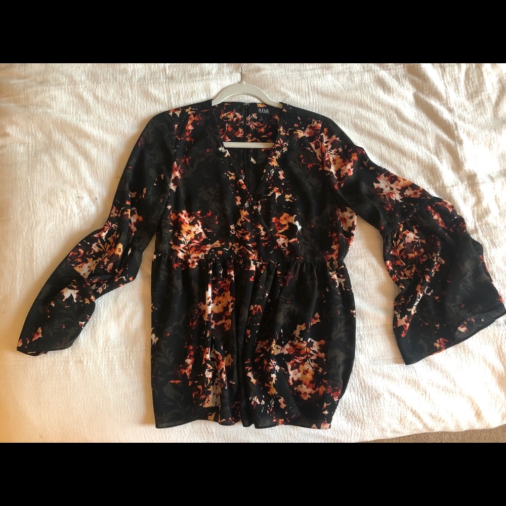 Black Flowered Blouse (Medium)